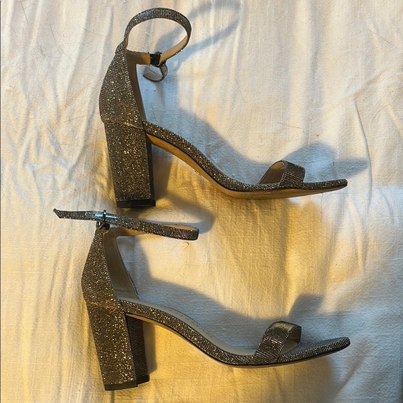 Stuart Weitzman Nudistcurve Glitter Block-Heel Sandals - 6 - Picture 6 of 10